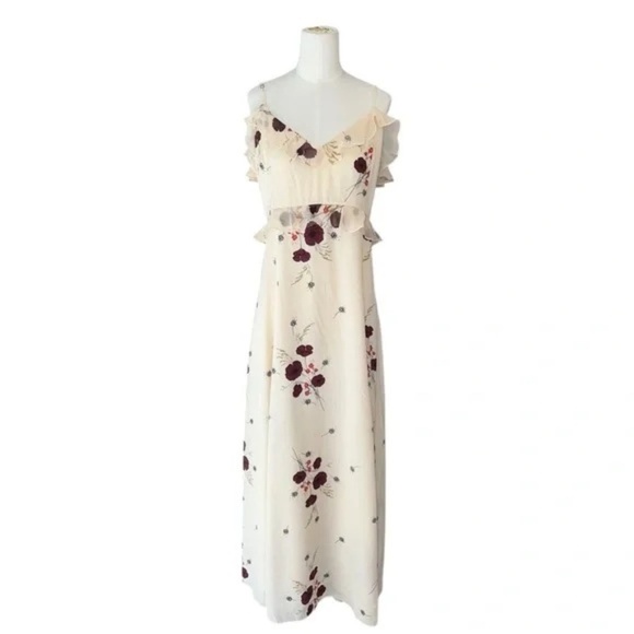 JOIE NWT Joie Cassiel Floral 100% Silk Ruffle Maxi Dress in Size 10 - Picture 2 of 10